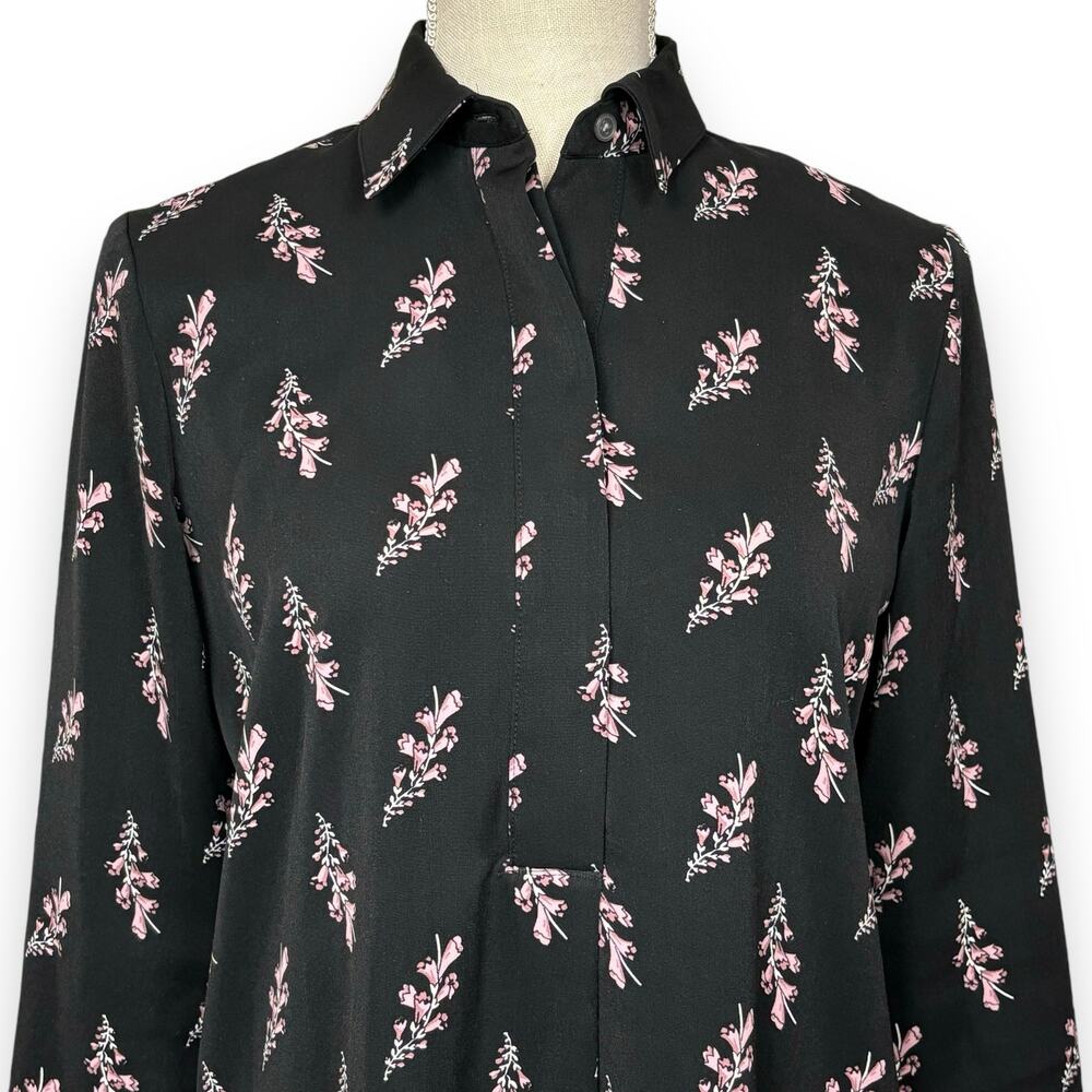 Ann Taylor Factory Black Dress with Pink Flowers Size XS